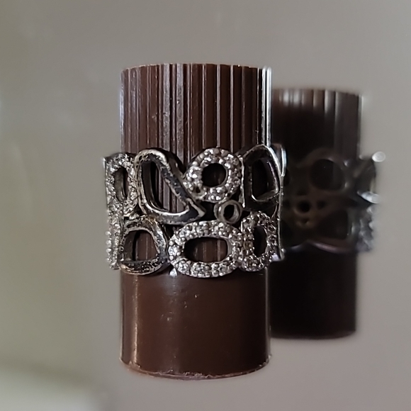 Unisex Ring size 6 interconnected circles 925 silver with 💎 cool design .5"wide - Picture 4 of 7